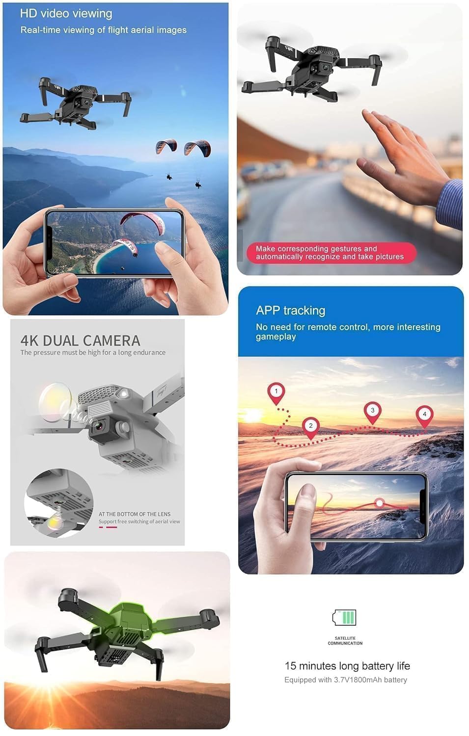 4K HD DUAL Camera Drone with DUAL BATTERY – Foldable RC Quadcopter | 1 Free Gift 🎁