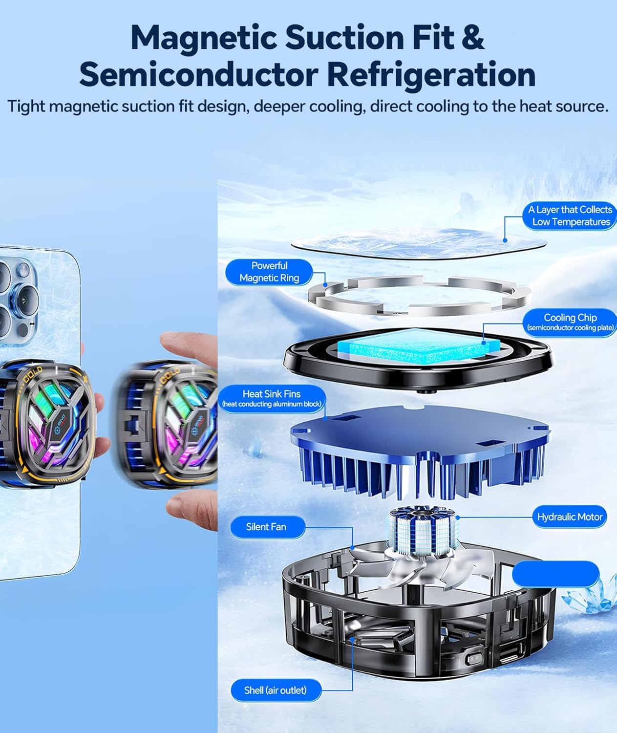 X76 PRO New Magnetic Mobile gaming cooler for all phones ❄️ | + 1 Free Gift 🎁