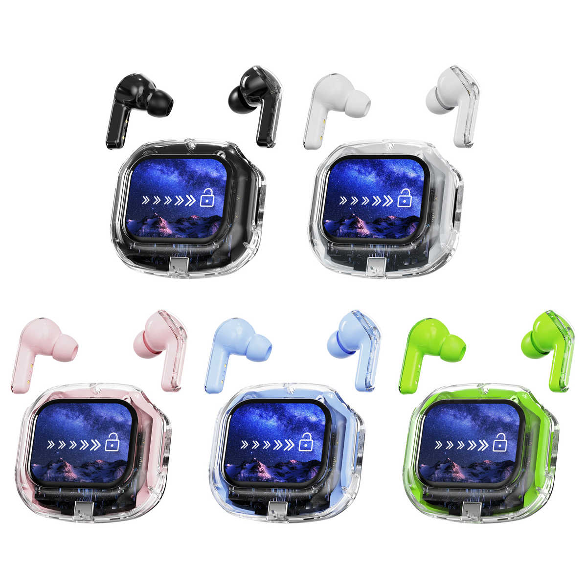 AIR MAX Wireless Earbuds Touch Screen Transparent Design ENC In-Ear Headphone Bluetooth + 1 Free Gift 🎁