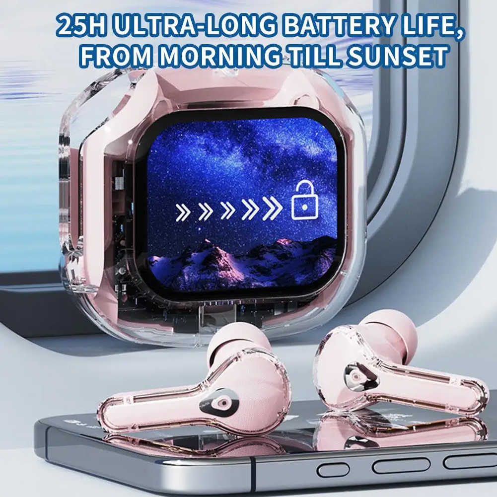 AIR MAX Wireless Earbuds Touch Screen Transparent Design ENC In-Ear Headphone Bluetooth + 1 Free Gift 🎁